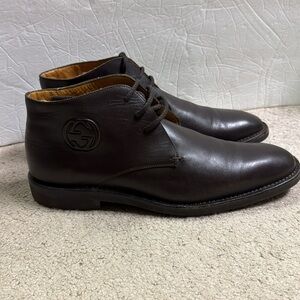 Men’s Gucci Lace Up Leather Dress Chukka Boot Size 8.5D Brown